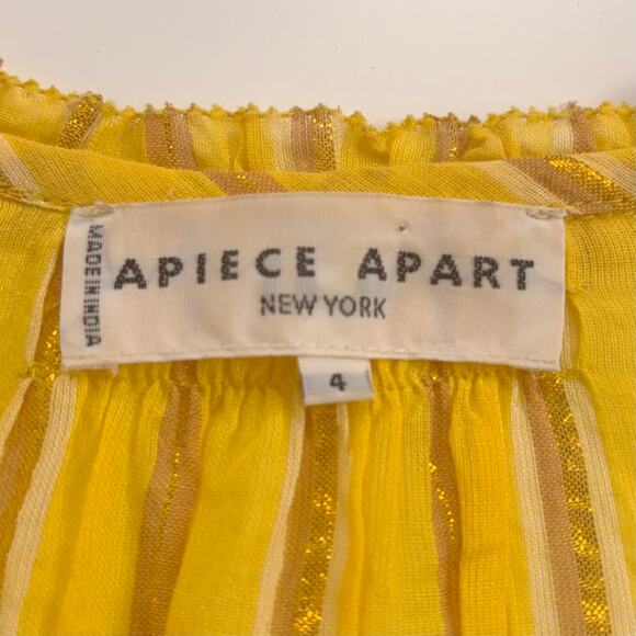 Apiece Apart Maria Del Mar Top in Yellow Metallic Stripe Size 4 - Picture 6 of 12